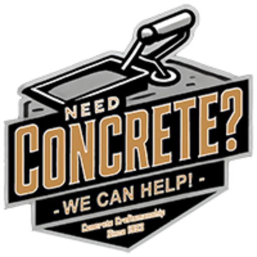 Need Concrete? logo featuring a hand trowel and the tagline “We Can Help!” representing Spokane’s trusted concrete contractors.